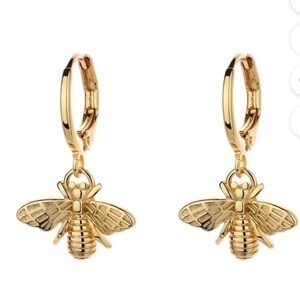 Gold Bee Hoop Earrings
